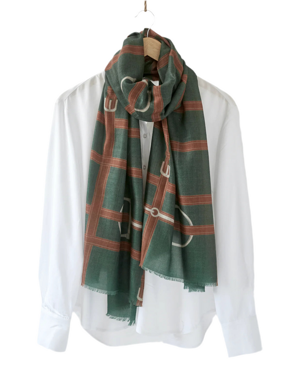 ADAMSBRO 100% CASHMERE SCARF BIT GREEN