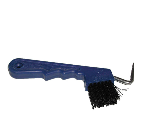 HOOF PICK WITH BRUSH PLASTIC BLUE