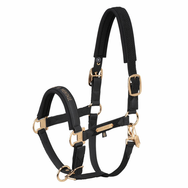 ESKADRON HEADCOLLAR FAUX LEATHER PLAIT DP BLACK