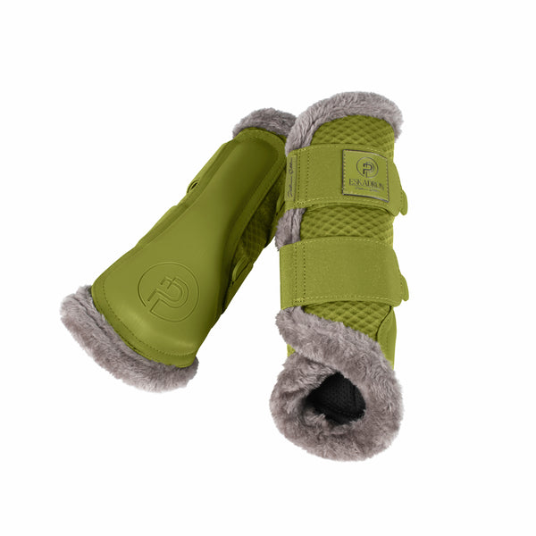 ESKADRON MESH FAUX FUR TENDON BOOTS PLATINUM 24 MOSS GREEN